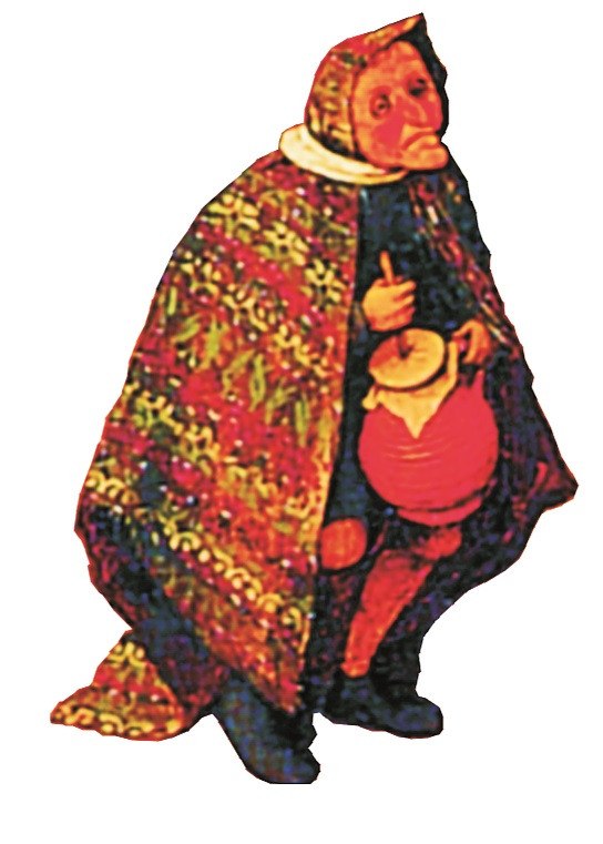 gezeichnete kolorierte Figur mit einem sogenannten Rummelpott